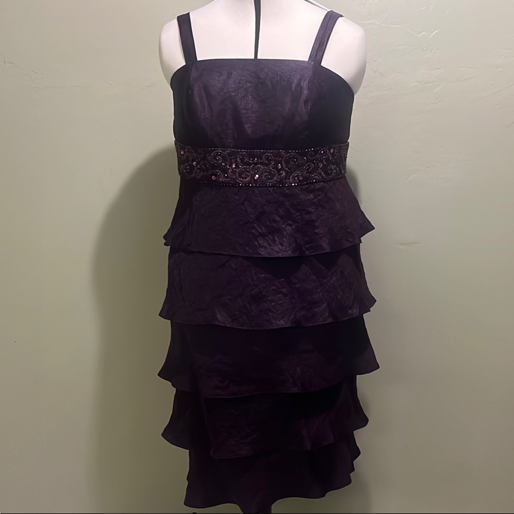R & M Richards Purple Sleeveless Sundress with Square Neckline